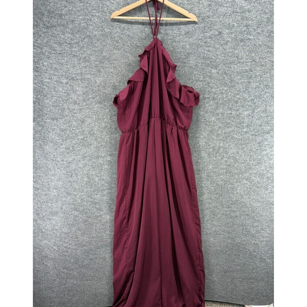 Showpo. Jumpsuit Women 14 Purple Sleeveless Halter Neck Lined Wide Leg Casual